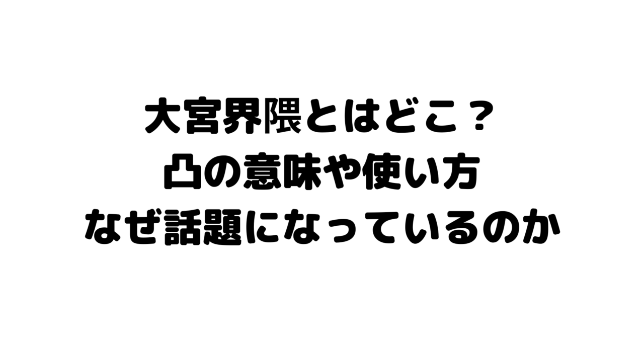 大宮界隈とはどこ?凸の意味や使い方なぜ話題になっているのか