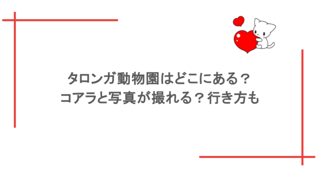 タロンガ動物園はどこにある？コアラと写真が撮れる？行き方も
